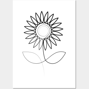 Sunflower Minimal art | One Line Drawing | One Line Art Posters and Art